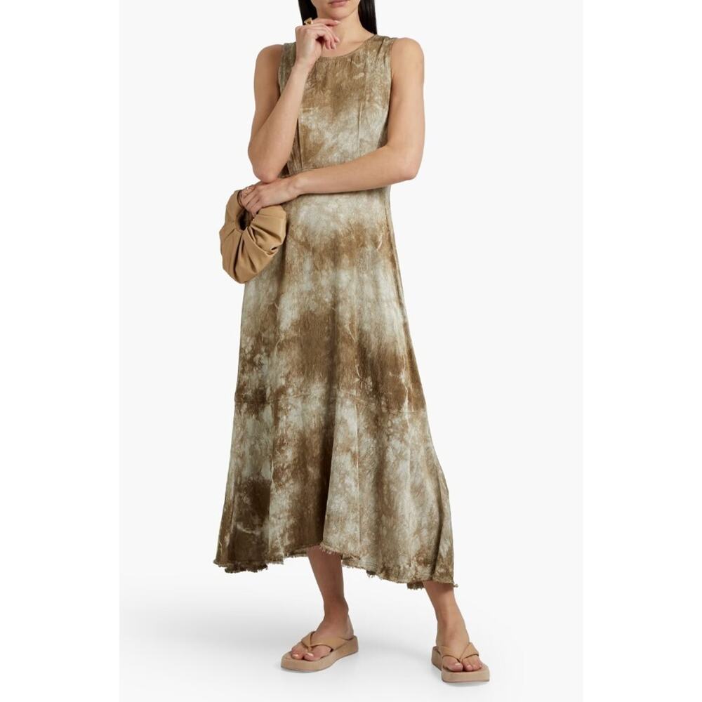 RAQUEL ALLEGRA Frida Tie-Dye Satin-Jacquard Midi Dress Anthropologie 1 S $695